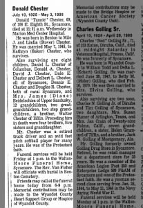 Obituary for Donald Tunnie Chester