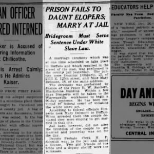 Prison Fails to Daunt Elopers; Marry at Jail - Cleveland Plain Dealer 1917